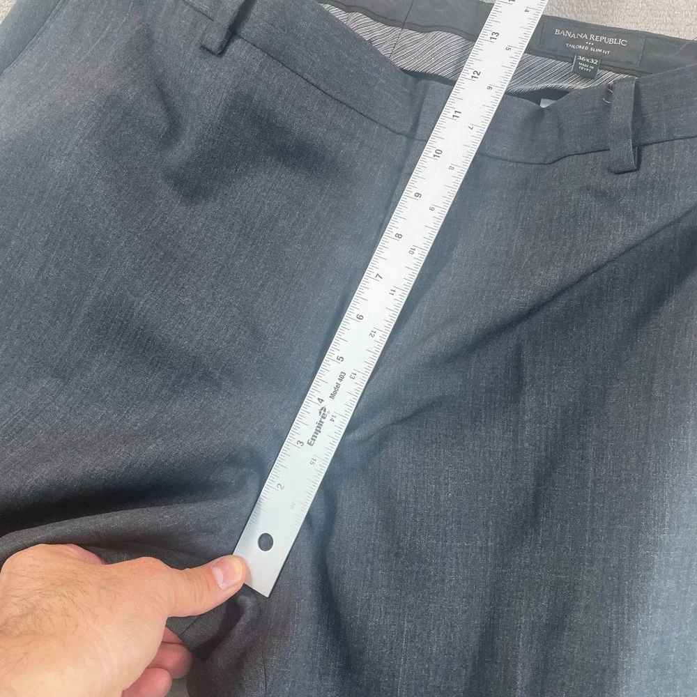 BANANA REPUBLIC‎ Tailored Slim Fit Dress Pants 36x31 Dark Charcoal Wool Blend